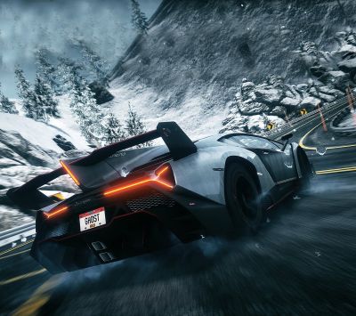 Lamborghini en carretera nevada