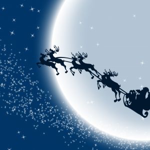 El trineo de Santa en el cielo nocturno
