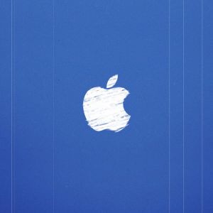 Logo de Apple en Fondo Azul