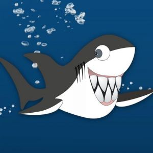 Tiburón de Dibujos Animados Bajo el Agua
