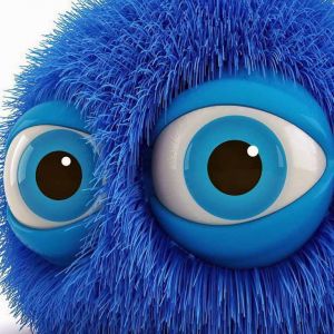 Personaje Azul Peludo Adorable