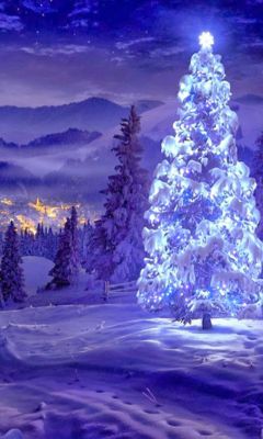 Árbol de Navidad en un Paisaje Invernal