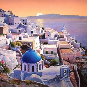 Vista de Santorini al Atardecer