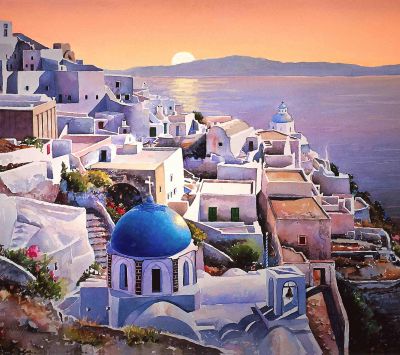 Vista de Santorini al Atardecer