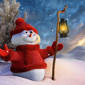 Muñeco de Nieve Alegre con Linterna
