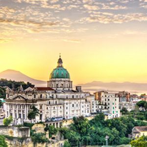 Hermosa arquitectura italiana al atardecer