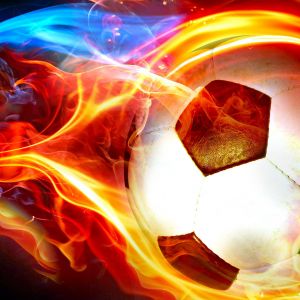 Acción de Balón de Fútbol Ardiente