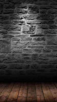 Pared de Piedra Oscura con Suelo de Madera