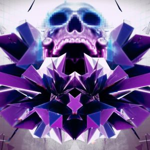 Diseño vibrante de calavera y cristales