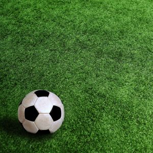 Balón de fútbol en el césped
