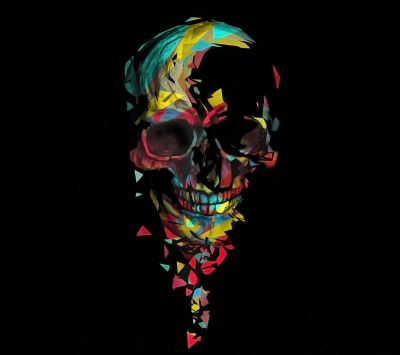 Arte Abstracto Colorido de Calavera