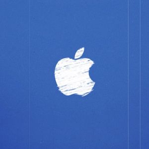 Logo de Apple en Fondo Azul