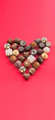 Colección de chocolates en forma de corazón