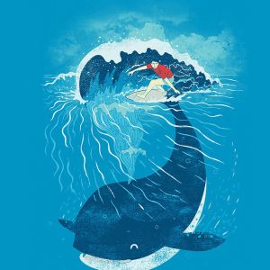 Ilustración de Ballena y Ola